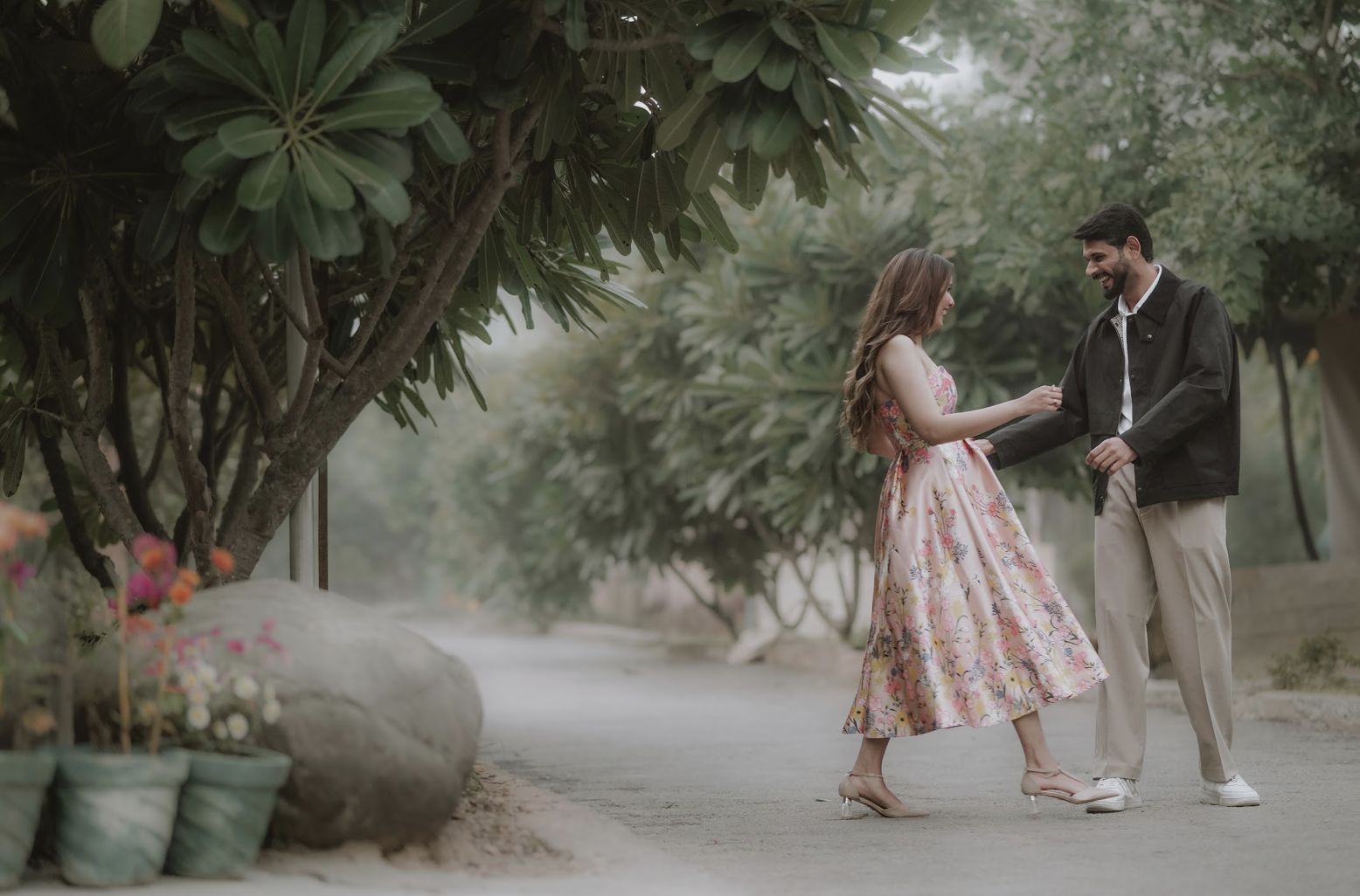 Couple in floral dress