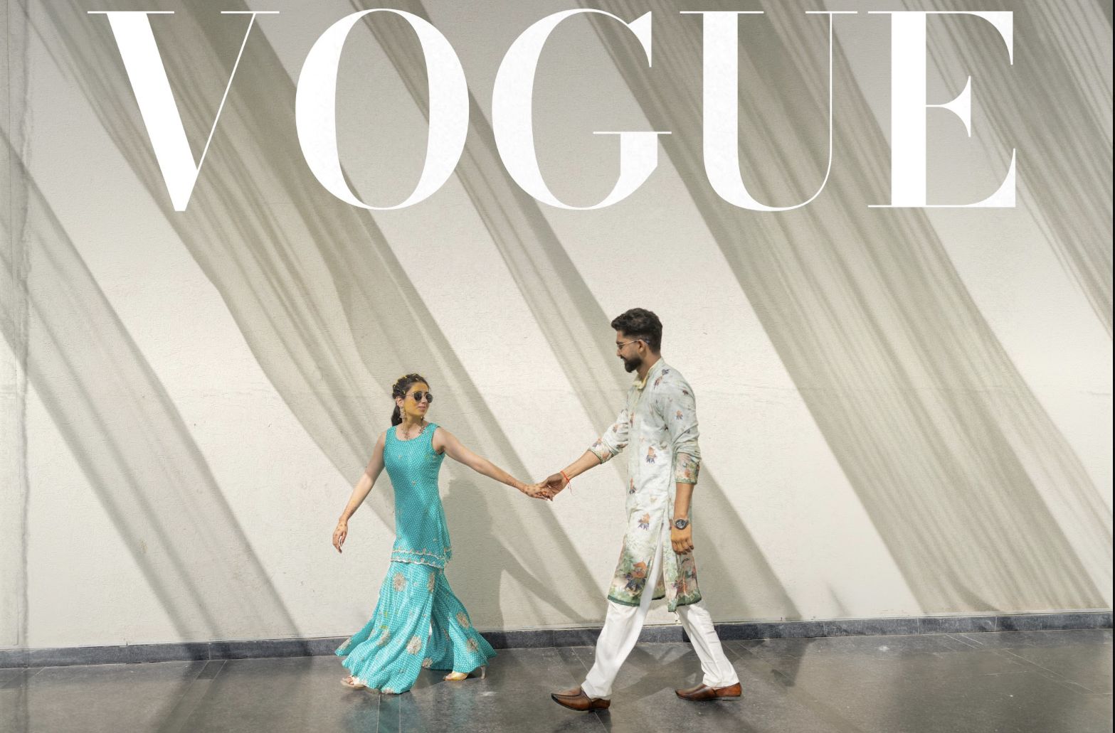 Couple walking, vogue style
