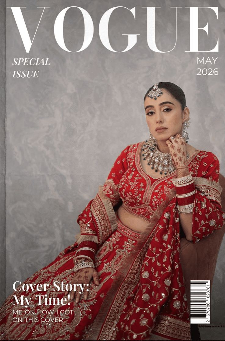 Bride solo portrait in red bridal lehenga